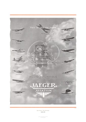 Aviation Art Poster: JAEGER AVIATION - PILOTE AUTOMATIQUE, 1939