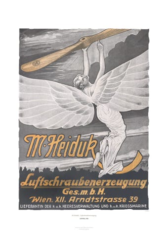 Aviation Art Poster: M.HEIDUK - LUFTSCHRAUBENERZEUGUNG, 1918
