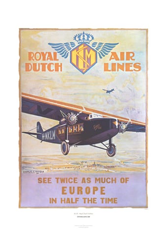 Aviation Art Poster: KLM - ROYAL DUTCH AIR LINES, 1928