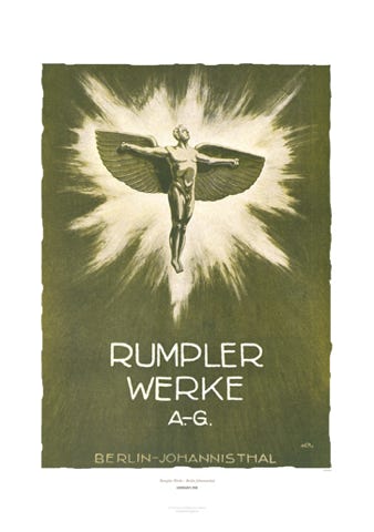 Aviation Art Poster: RUMPLER WERKE - BERLIN-JOHANNISTHAL, 1918