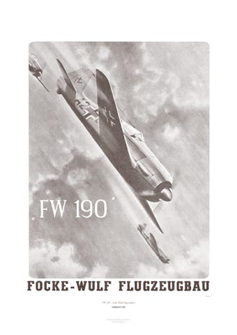 Aviation Art Poster: FW 190 - FOCKE-WULF FLUGZEUGBAU, GERMANY 1942