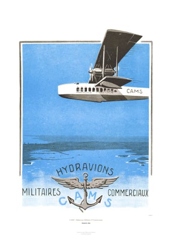 Aviation Art Poster: CAMS - HYDRAVIONS MILITAIRES COMMERCIAUX, 1924