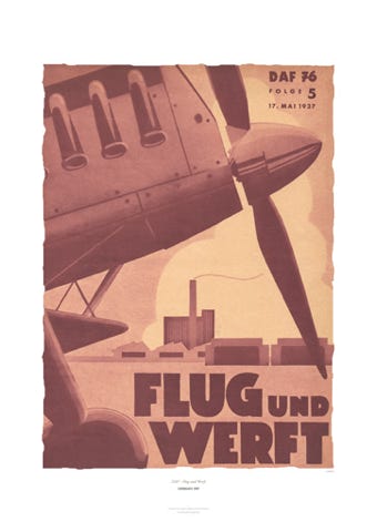 Aviation Art Poster: DAF - FLUG UND WERFT, 1937