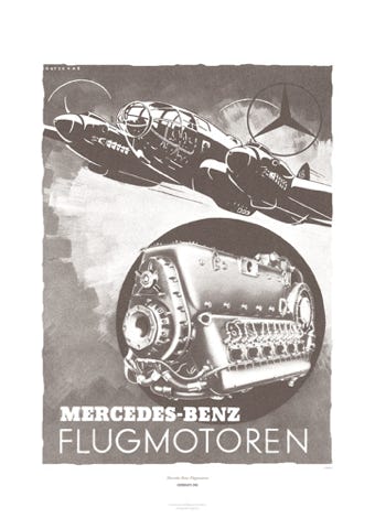 Aviation Art Poster: MERCEDES- BENZ FLUGMOTOREN, GERMANY 1941