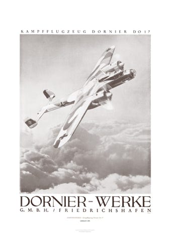 Aviation Art Poster: DORNIER DO 17 - KAMPFFLUGZEUG, GERMANY 1939