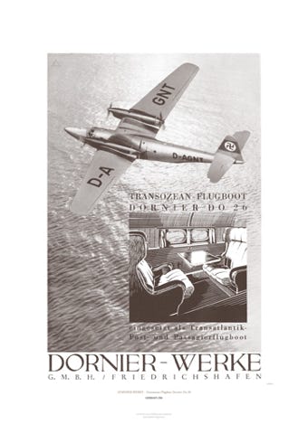 Aviation Art Poster: DORNIER-WERKE - TRANSOZEAN-FLUGBOOT DORNIER DO 26, GERMANY 1941