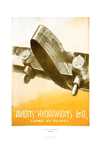 Aviation Art Poster: LIORÉ ET OLIVIER - AVIONS ET HYDRAVIONS, 1930