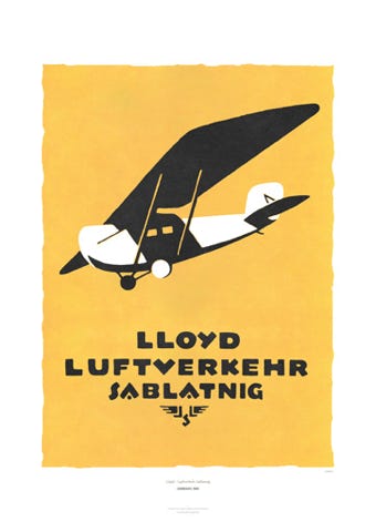Aviation Art Poster: LLOYD LUFTVERKEHR SABLATNIG, 1920