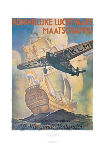 Aviation Art Poster: KLM - DER FLIEGENDE HOLLÄNDER, 1926