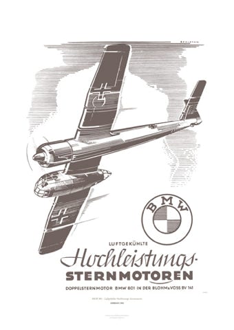 Aviation Art Poster: BMW 801 - LUFTGEKÜHLTE HOCHLEISTUNGS STERNMOTOREN, GERMANY 1942