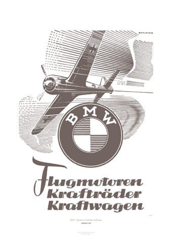 Aviation Art Poster: BMW - FLUGMOTOREN, KRAFTRÄDER, KRAFTWAGEN, GERMANY 1942