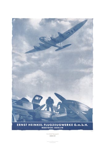 Aviation Art Poster: ERNST HEINKEL FLUGZEUGWERKE, 1937