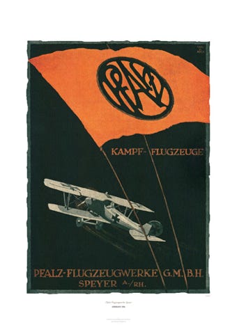 Aviation Art Poster: PFALZ-FLUGZEUGWERKE SPEYER, GERMANY 1914